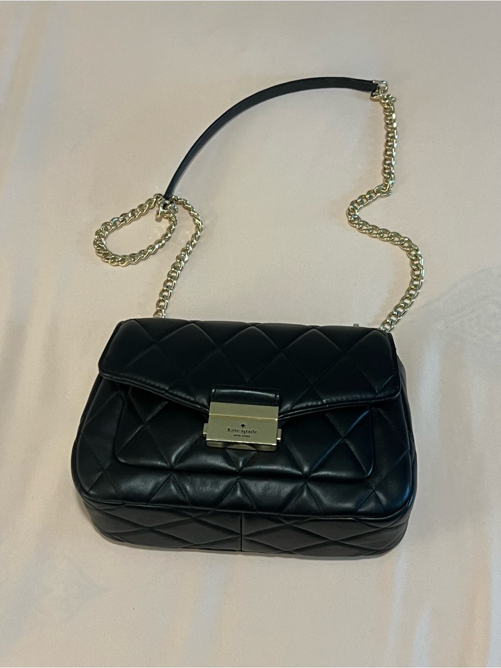 kate spade Black Quilted Leather Chain Crossbody Bag